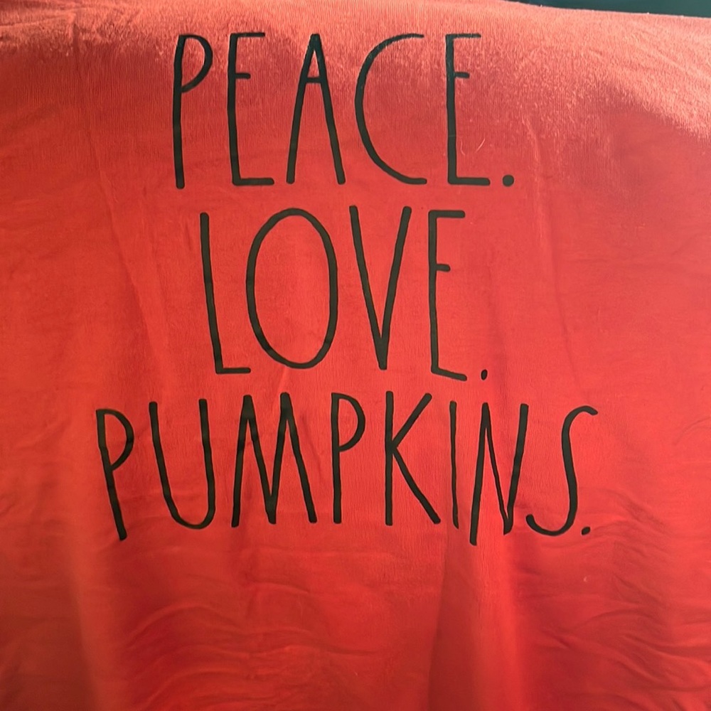 Rae Dunn Peace, love and pumpkin sweatshirt. In good condition, minor piling.